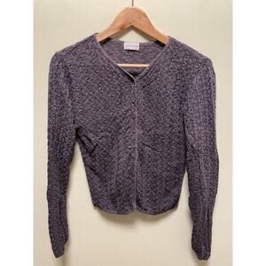 Vintage Sarah Arizona Womens Cardigan Small Purple Cable Knit Grunge Fairy 90s